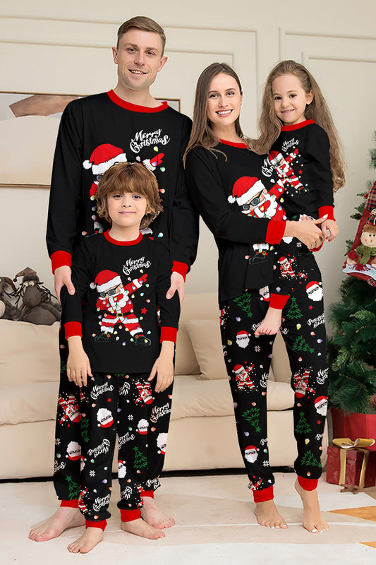 Pyjamas de Noël assortis pour toute la famille avec motif du Père Noël noir