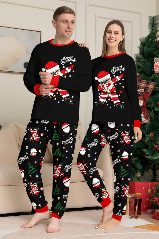 Pyjamas de Noël assortis pour toute la famille avec motif du Père Noël noir