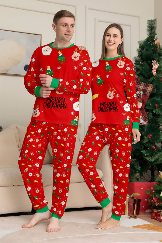 Pyjama de Noël douillet assorti pour toute la famille, imprimé rouge