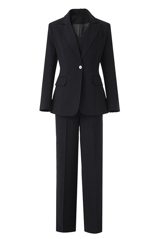 Costumes de bal pour femmes en 3 pièces, noirs, à un bouton