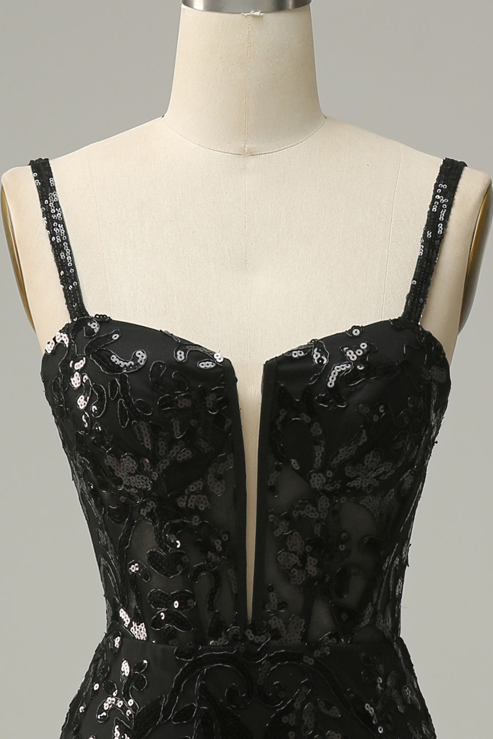 Robe de bal longue sirène à bretelles spaghetti, bleu roi, à paillettes, avec fente frontale