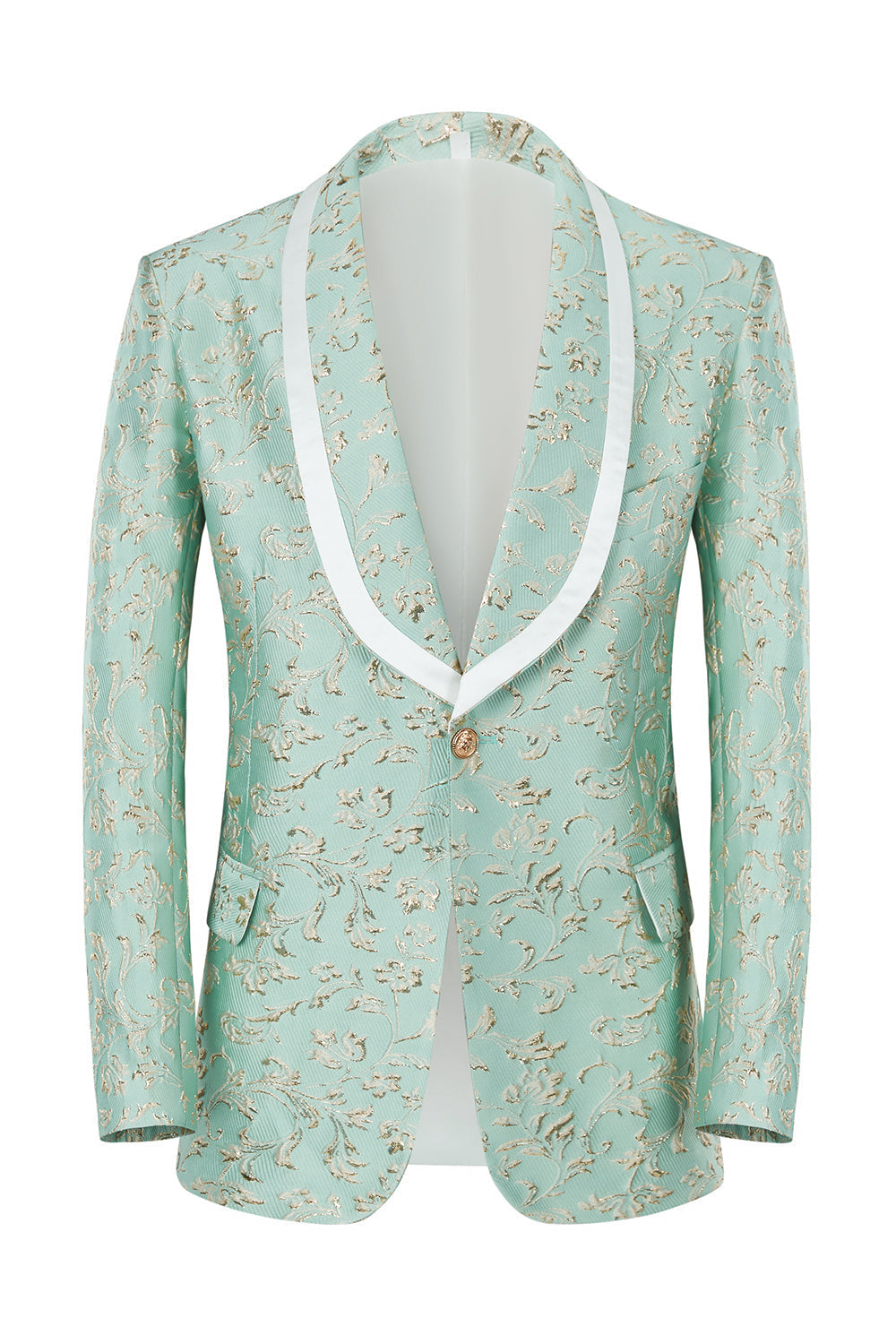 Costumes de bal pour hommes Jacquard un bouton col châle menthe