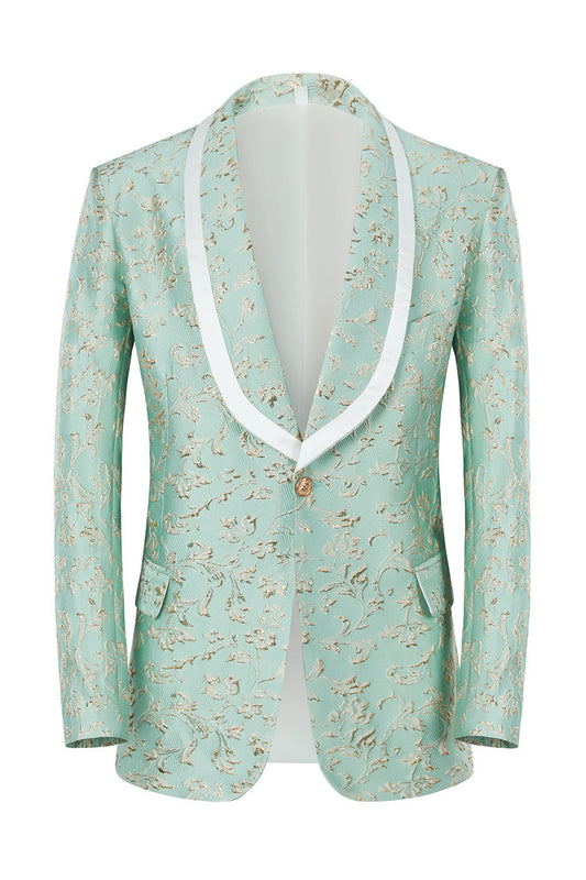 Costumes de bal pour hommes Jacquard un bouton col châle menthe