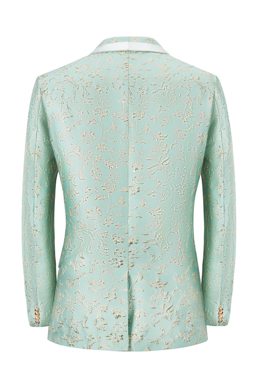 Costumes de bal pour hommes Jacquard un bouton col châle menthe