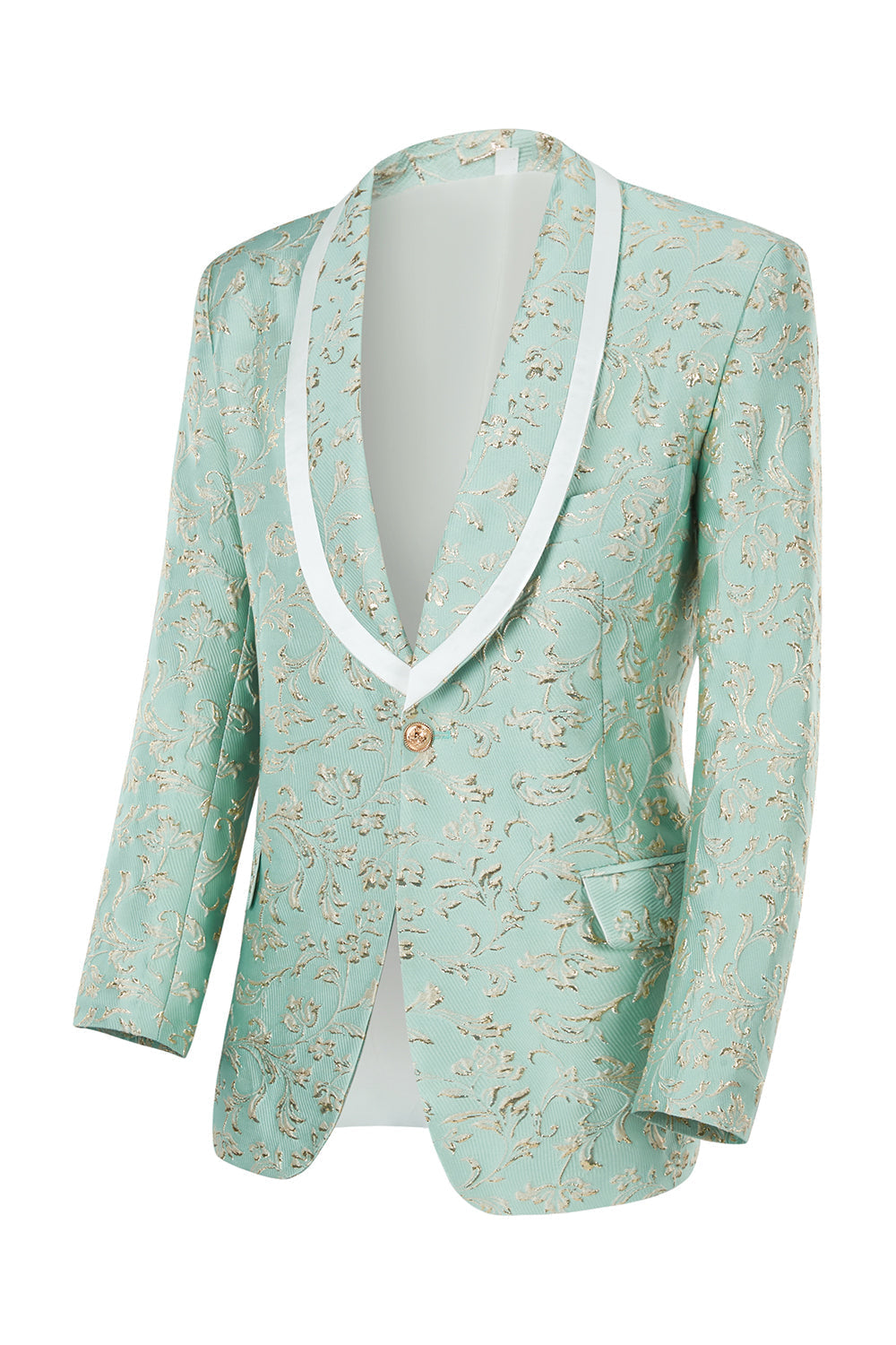 Costumes de bal pour hommes Jacquard un bouton col châle menthe
