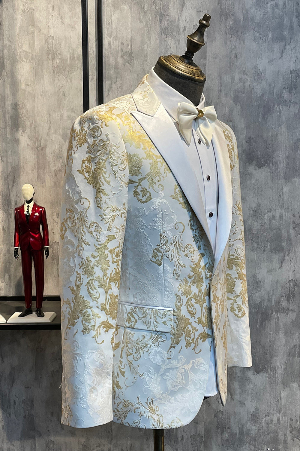 Blazer de bal pour homme à revers crantés à sequins champagne