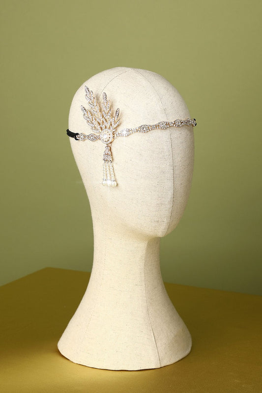 Bandeau Flapper Années Folles Orné de Perles Blanches