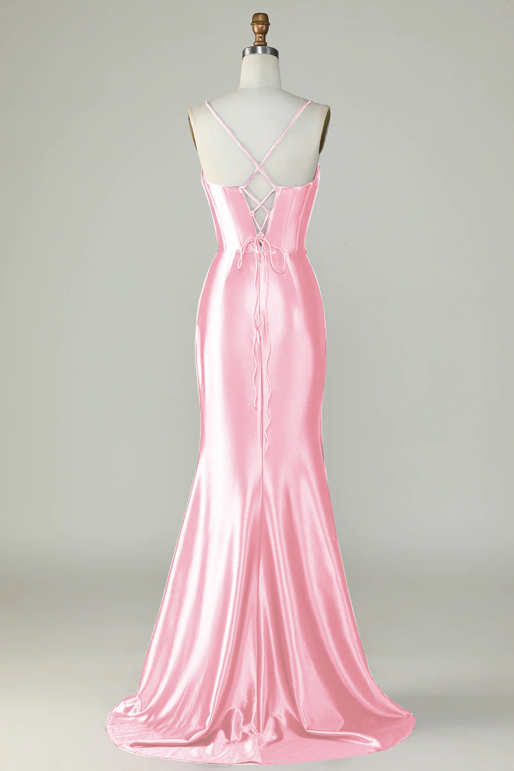 Robe longue de bal de promo sirène en sergé violet foncé à fines bretelles et à fente