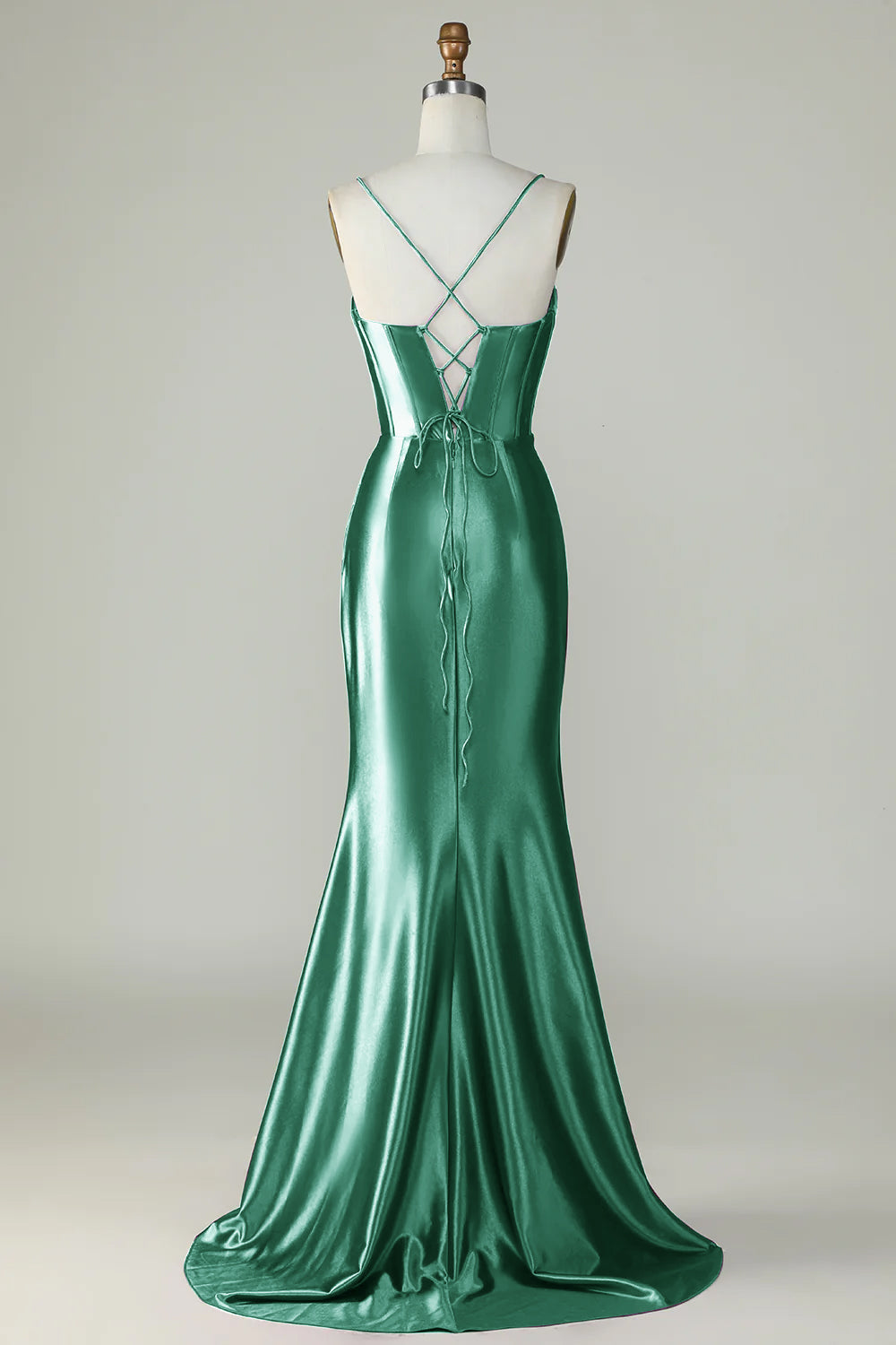 Robe longue de bal de promo sirène en sergé violet foncé à fines bretelles et à fente