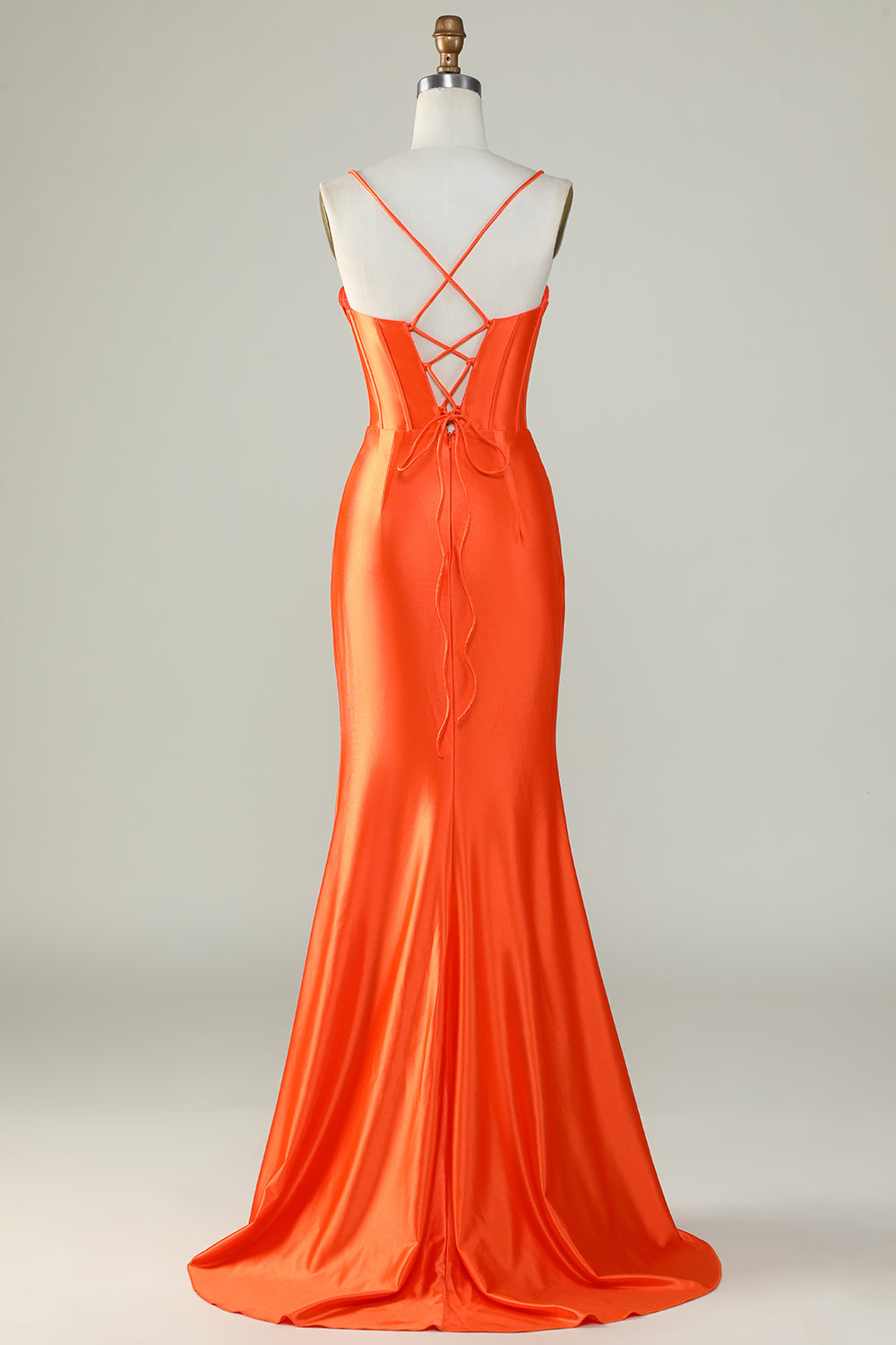 Robe longue de bal de promo sirène en sergé violet foncé à fines bretelles et à fente