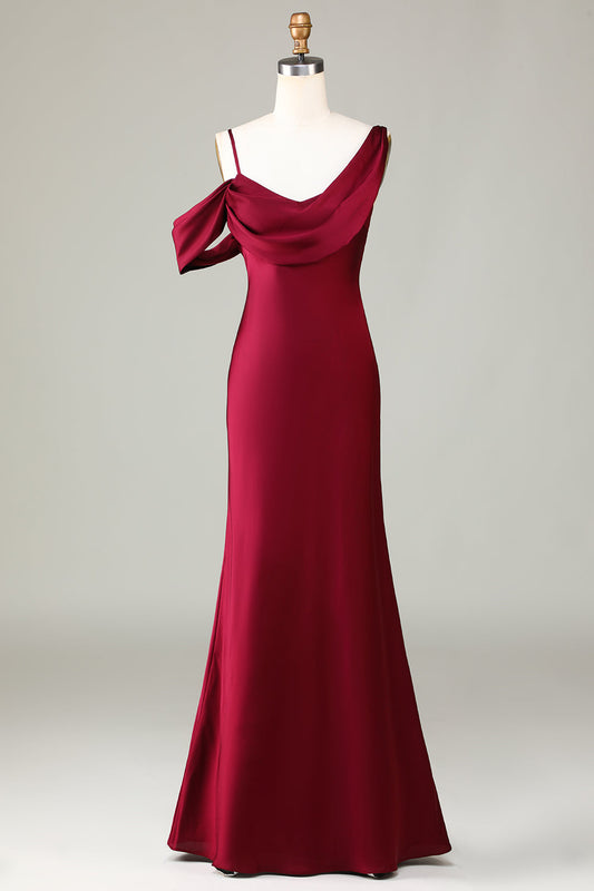 Mermaid Sleeveless Cabernet Long Bridesmaid Dress