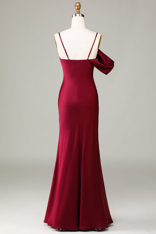 Mermaid Sleeveless Cabernet Long Bridesmaid Dress