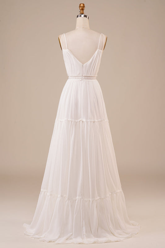 Robe de mariée longue simple coupe A-line