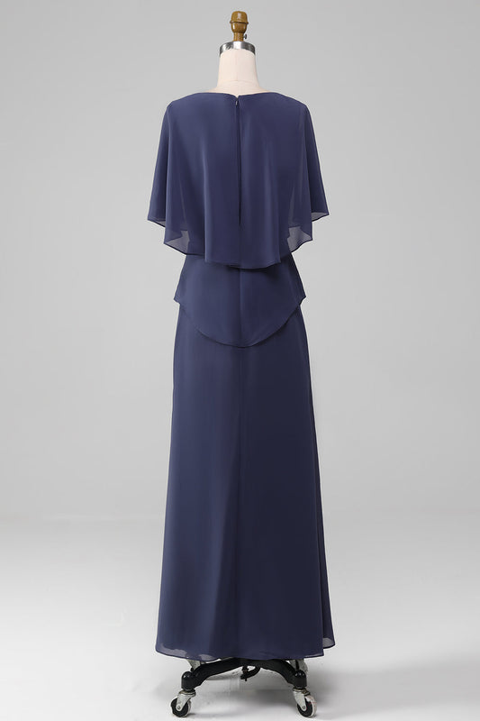 Robe mère de la mariée fourreau/colonne longueur thé en mousseline orageuse