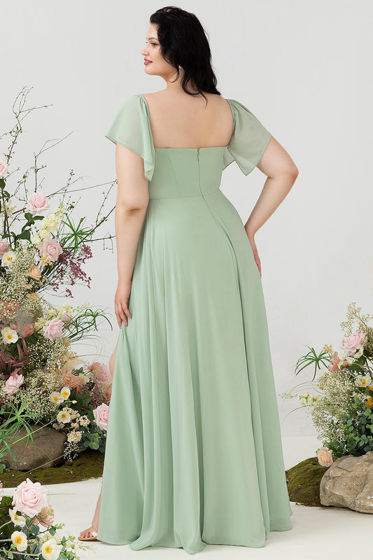 Off-the-Shoulder Plus-Size Bridesmaid Dress with Slit