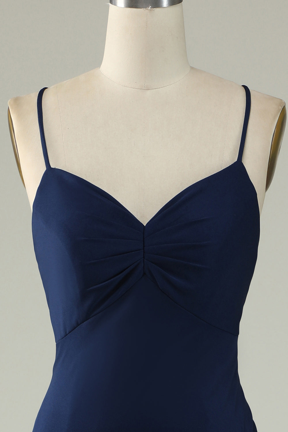 Robe de bal longue rouge sirène à bretelles spaghetti avec fente sur le devant