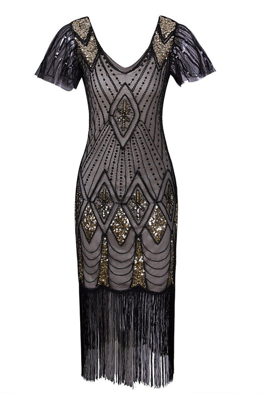 Robe Charleston Noire à Paillettes Années 20