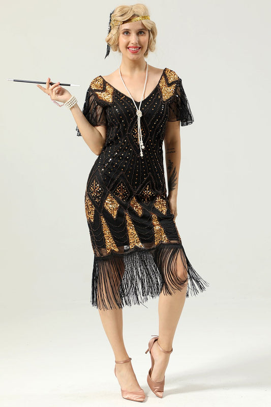 Robe à franges dorées années 20