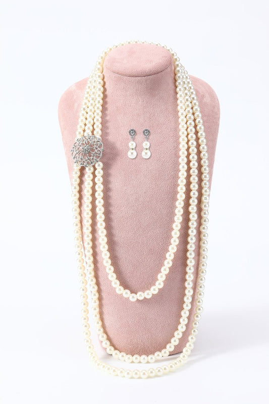 Ensemble d'accessoires perles blanches années 20