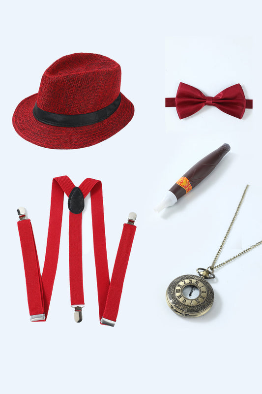 Set d'accessoires rouges pour hommes des années 1920