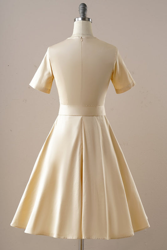 Robe Vintage Abricot Col Carré Années 50