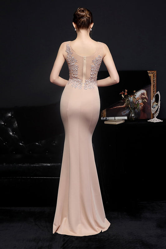 Robe longue de soirée abricot