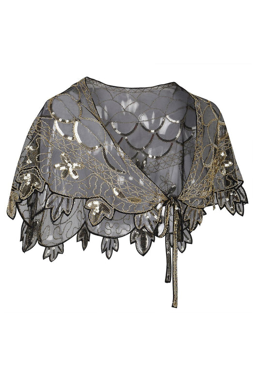 Cape femme à fleurs et sequins, années 20