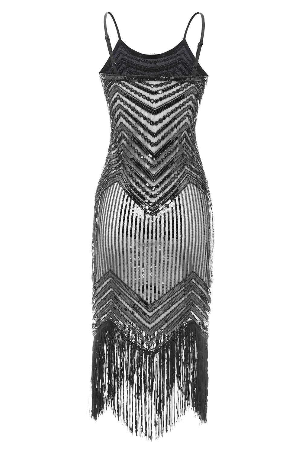 Robe noire et rouge à bretelles spaghetti style années 20