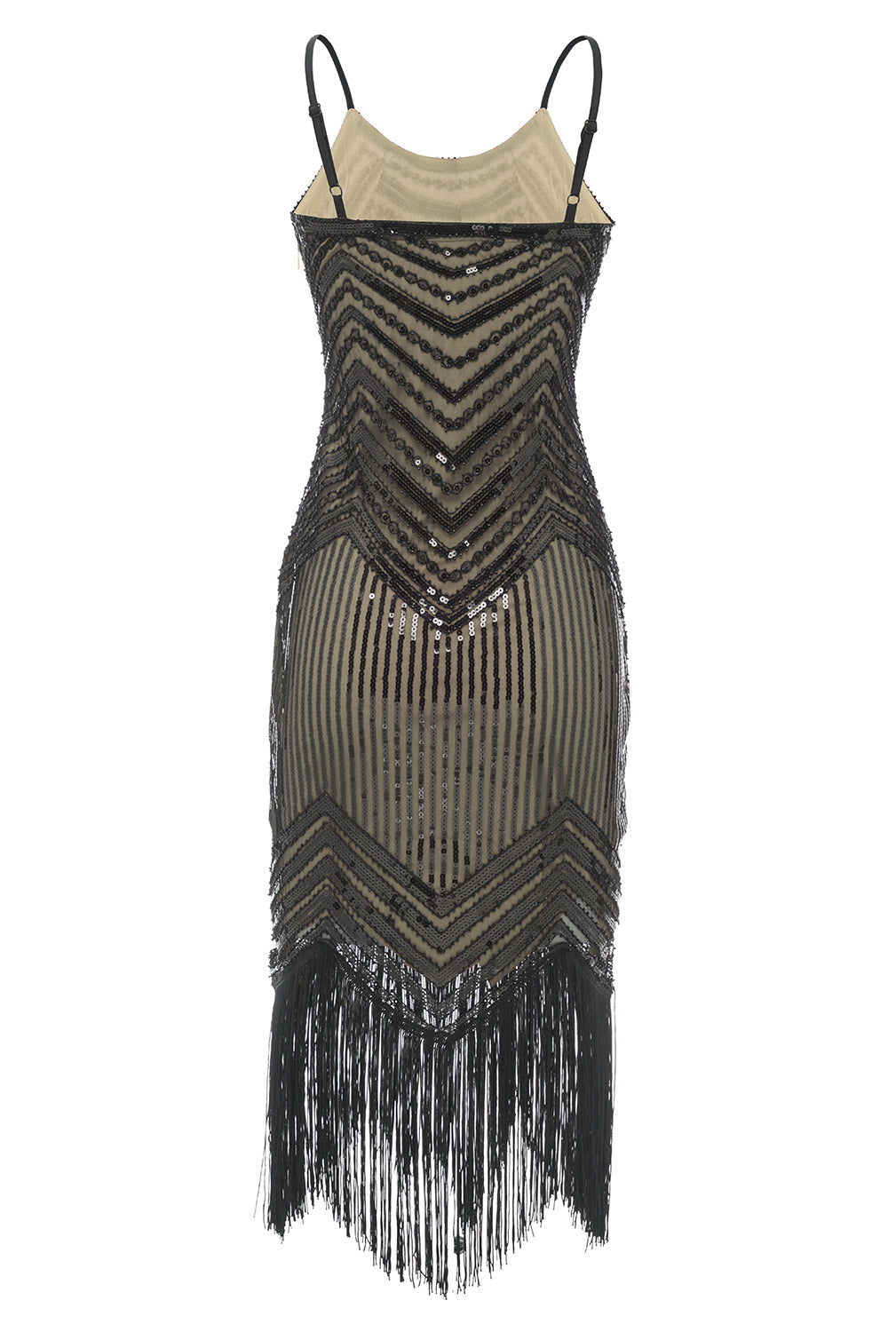 Robe noire et rouge à bretelles spaghetti style années 20